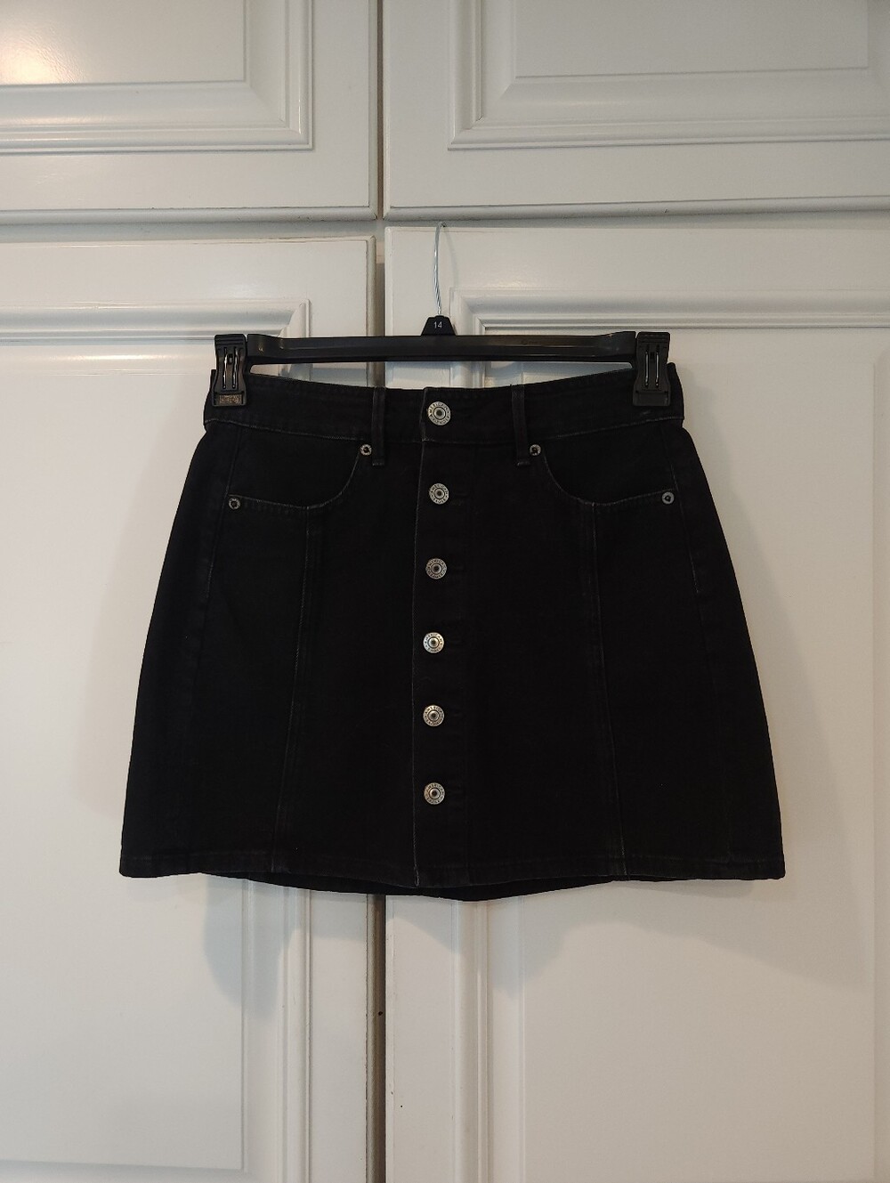 American Eagle Outfitters Black Button-Front Mini Skirt